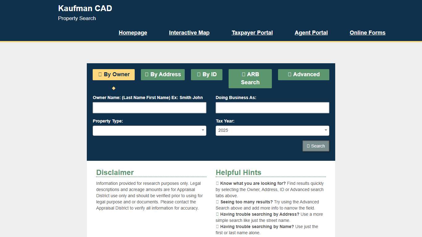 Kaufman CAD Property Search
