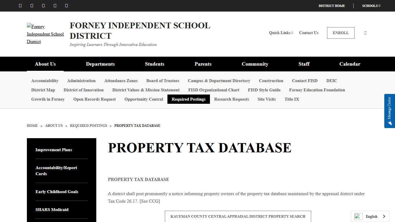 Property Tax Database - Forney Independent School District